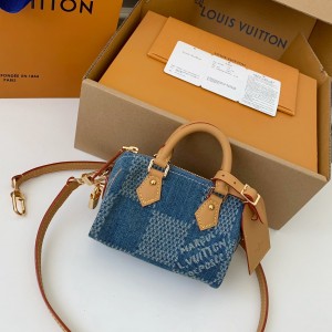「#3350」Louis Vuitton The new SPEEDY 18bandouli ère tannin denim handbag  N40682  Size：18*12*10cm