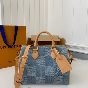「#3351」Louis Vuitton The new SPEEDY 25bandouli ère tannin denim handbag  N40700  Size：25*15*15cm