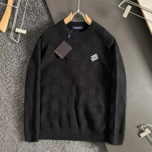 「#3377」Louis Vuitton Beaded Checkerboard Crew Neck Sweater