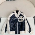 「#3426」Louis Vuitton floral lettering lambskin baseball jacket