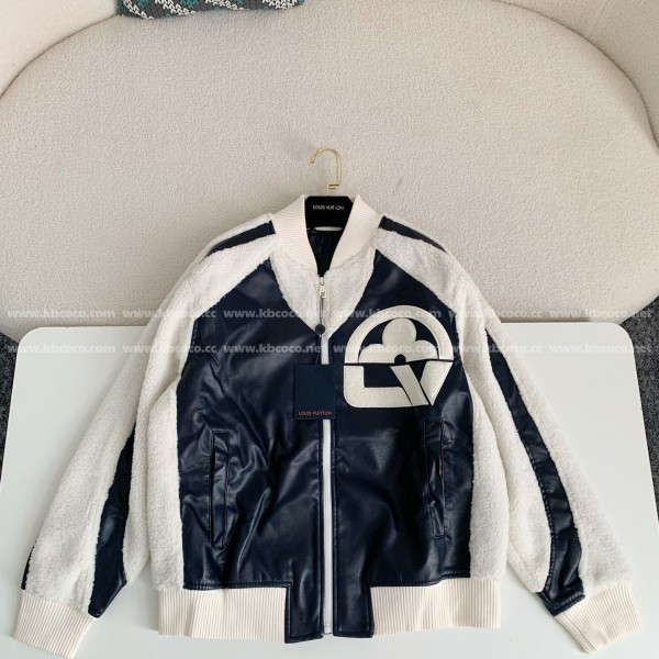 「#3426」Louis Vuitton floral lettering lambskin baseball jacket
