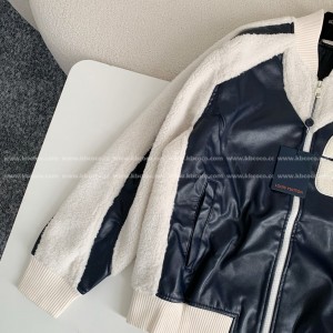 「#3426」Louis Vuitton floral lettering lambskin baseball jacket