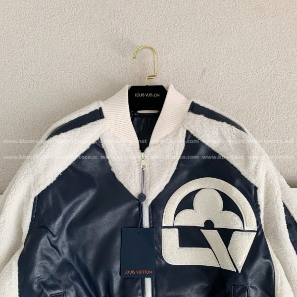 Louis Vuitton floral lettering lambskin baseball jacket