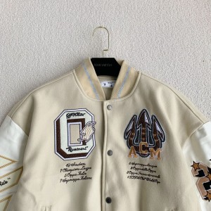「#3484」OFF-WHITE xAc Milan FW22 Collaborative Colorblock Baseball Jacket