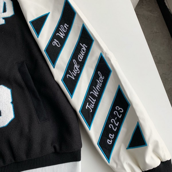 OFF-WHITE xAc Milan FW22 Collaborative Colorblock Baseball Jacket