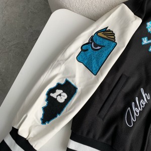「#3485」OFF-WHITE xAc Milan FW22 Collaborative Colorblock Baseball Jacket
