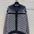 「#3496」Dior all-over jacquard reversible wool zip-up hoodie