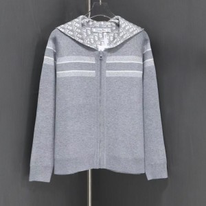 「#3498」Dior all-over jacquard reversible wool zip-up hoodie
