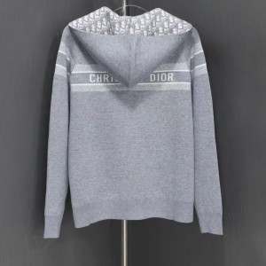 「#3498」Dior all-over jacquard reversible wool zip-up hoodie