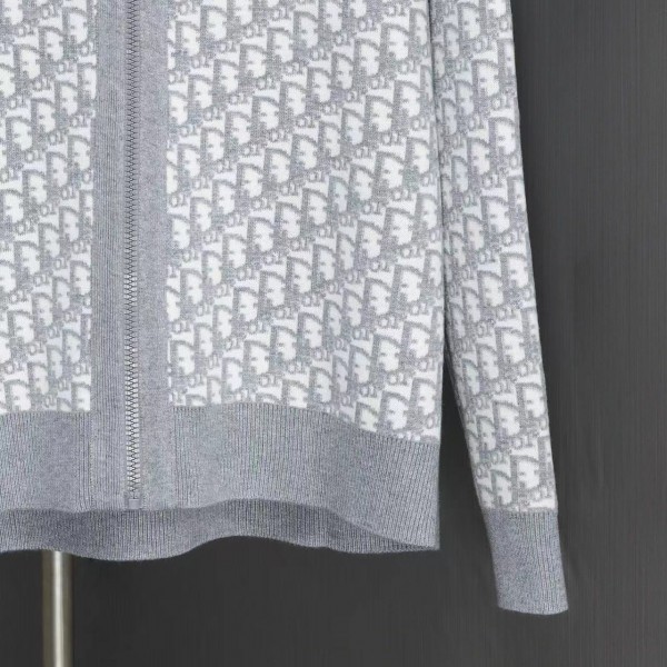 Dior all-over jacquard reversible wool zip-up hoodie