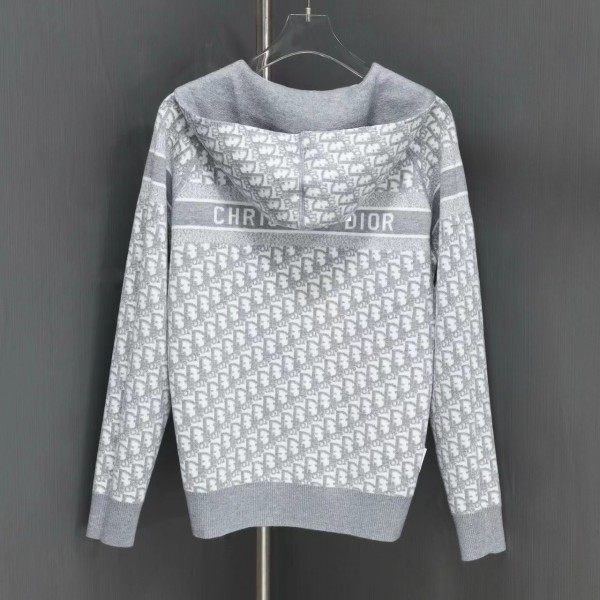 Dior all-over jacquard reversible wool zip-up hoodie