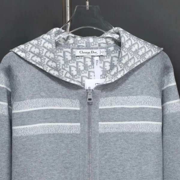 Dior all-over jacquard reversible wool zip-up hoodie