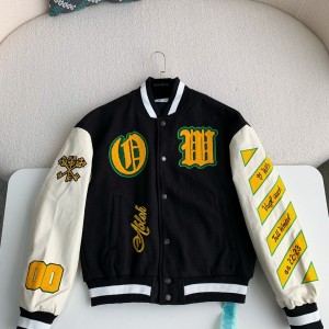 「#3499」OFF-WHITE  FW22  Logo embroidered single-breasted Baseball uniform