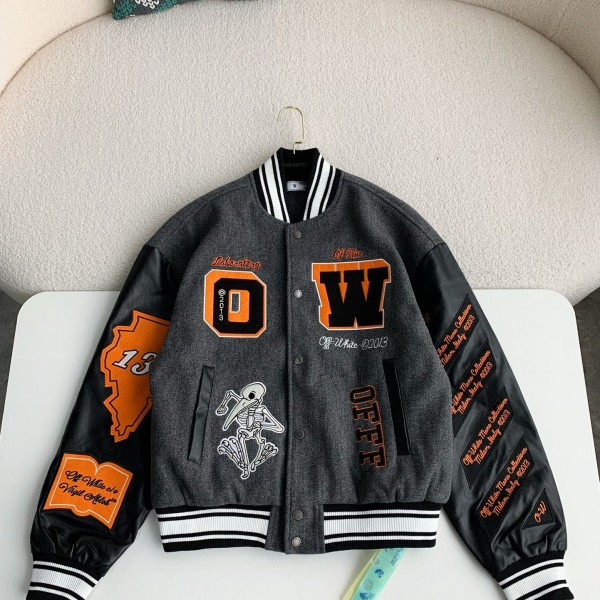 「#3501」OFF-WHITE  FW21  Alphabet pattern Baseball uniform