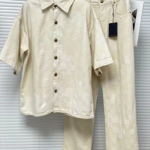 「#3502」Louis Vuitton 24fw Checkerboard Mosaic Denim Suit