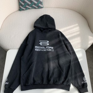「#3537」Balenciaga logo print sports hooded sweatshirt