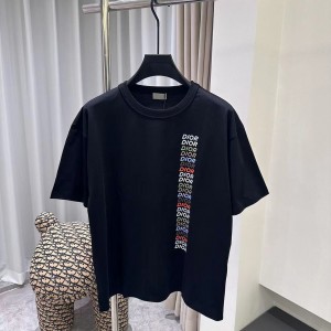 「#3542」Dior24ss rainbow letter round neck short sleeve