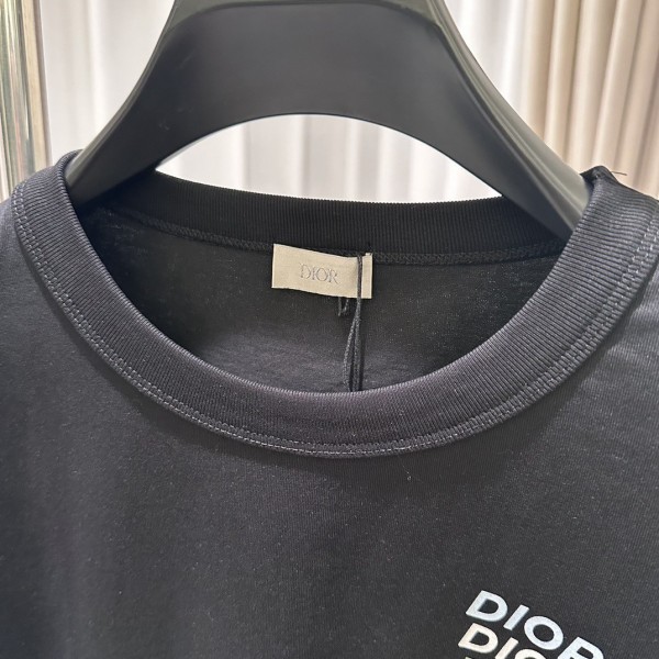 Dior24ss rainbow letter round neck short sleeve