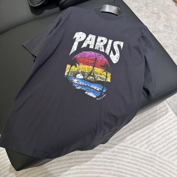 Balenciaga 24ss sunset coconut tree tower short sleeve