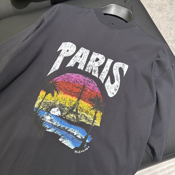 Balenciaga 24ss sunset coconut tree tower short sleeve