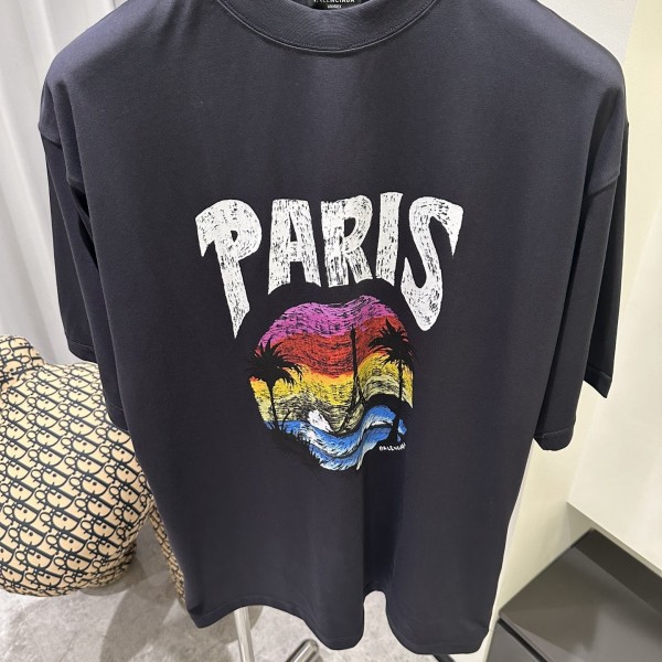 Balenciaga 24ss sunset coconut tree tower short sleeve