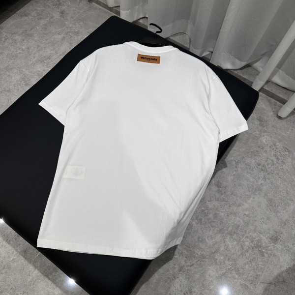 Louis Vuitton 24ss pearl lettering embroidered round neck T-shirt