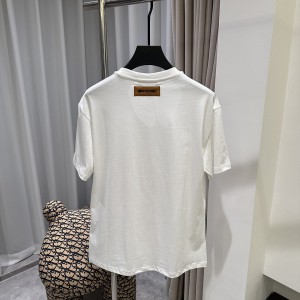 「#3544」Louis Vuitton 24ss pearl lettering embroidered round neck T-shirt