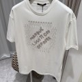 「#3544」Louis Vuitton 24ss pearl lettering embroidered round neck T-shirt
