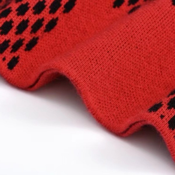 Louis Vuitton 24fw black and red checkered jacquard crew neck sweater