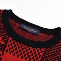 「#3560」Louis Vuitton 24fw black and red checkered jacquard crew neck sweater