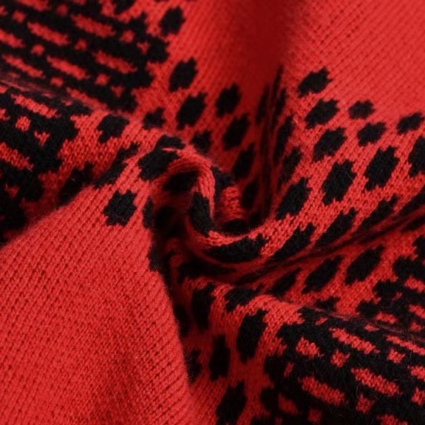 Louis Vuitton 24fw black and red checkered jacquard crew neck sweater