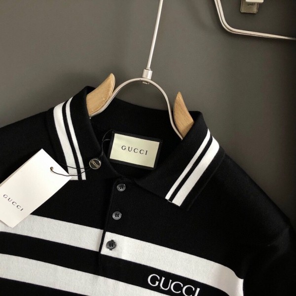 Gucci 24 fall and winter new black and white stripes t-shirt