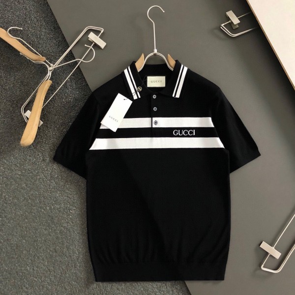 「#3571」Gucci 24 fall and winter new black and white stripes t-shirt