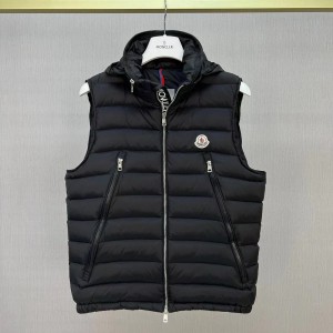「#3592」Moncler new albyt oblique zipper hidden hood stand collar vest