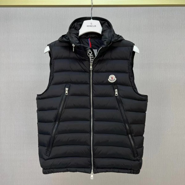 「#3592」Moncler new albyt oblique zipper hidden hood stand collar vest