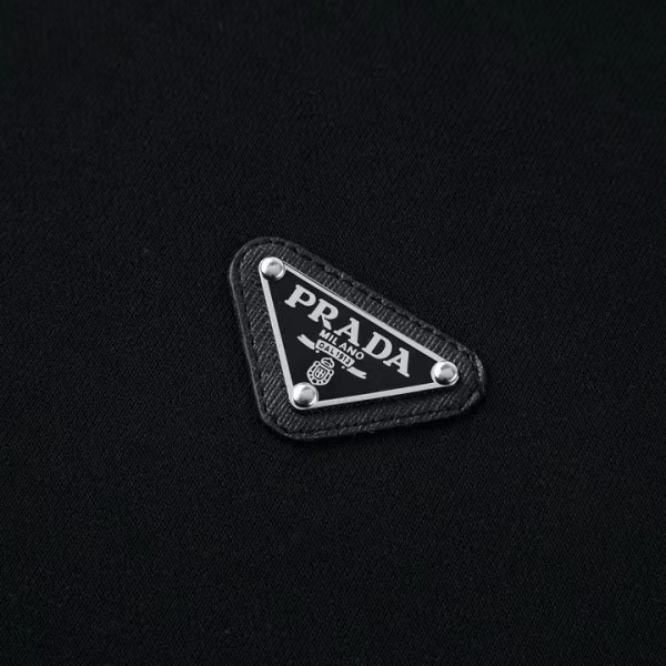 PRADA leather label fleece hoodie