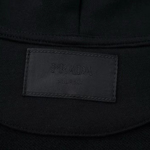 PRADA leather label fleece hoodie