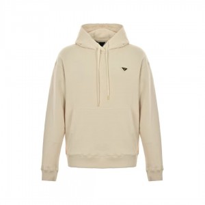 「#3595」PRADA Apricot triangle logo hooded sweatshirt