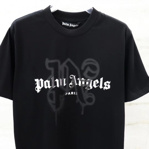 palm Angels lettering spray-painted short-sleeves
