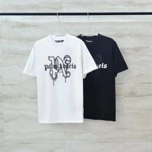 「#3680」palm Angels lettering spray-painted short-sleeves