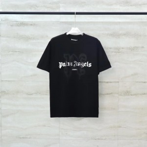 「#3680」palm Angels lettering spray-painted short-sleeves
