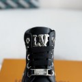 「#3718」LOUIS VUITTON Leather Round toe lace-up boots