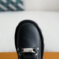 「#3718」LOUIS VUITTON Leather Round toe lace-up boots