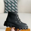 「#3718」LOUIS VUITTON Leather Round toe lace-up boots