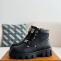 「#3718」LOUIS VUITTON Leather Round toe lace-up boots