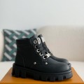 「#3718」LOUIS VUITTON Leather Round toe lace-up boots
