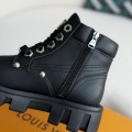 「#3718」LOUIS VUITTON Leather Round toe lace-up boots