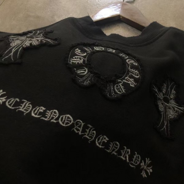 Chrome Hearts 24ss patch embroidered round neck sweatshirt