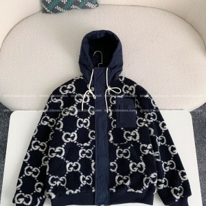 「#3762」Gucci Jacquard Lambswool Hooded Jacket