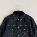 「#3763」LV turquoise rivet denim jacket